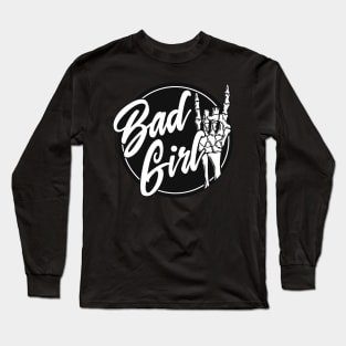 Bad Girl Rebel Skeleton Rock Hands Emo Punk Fan Long Sleeve T-Shirt